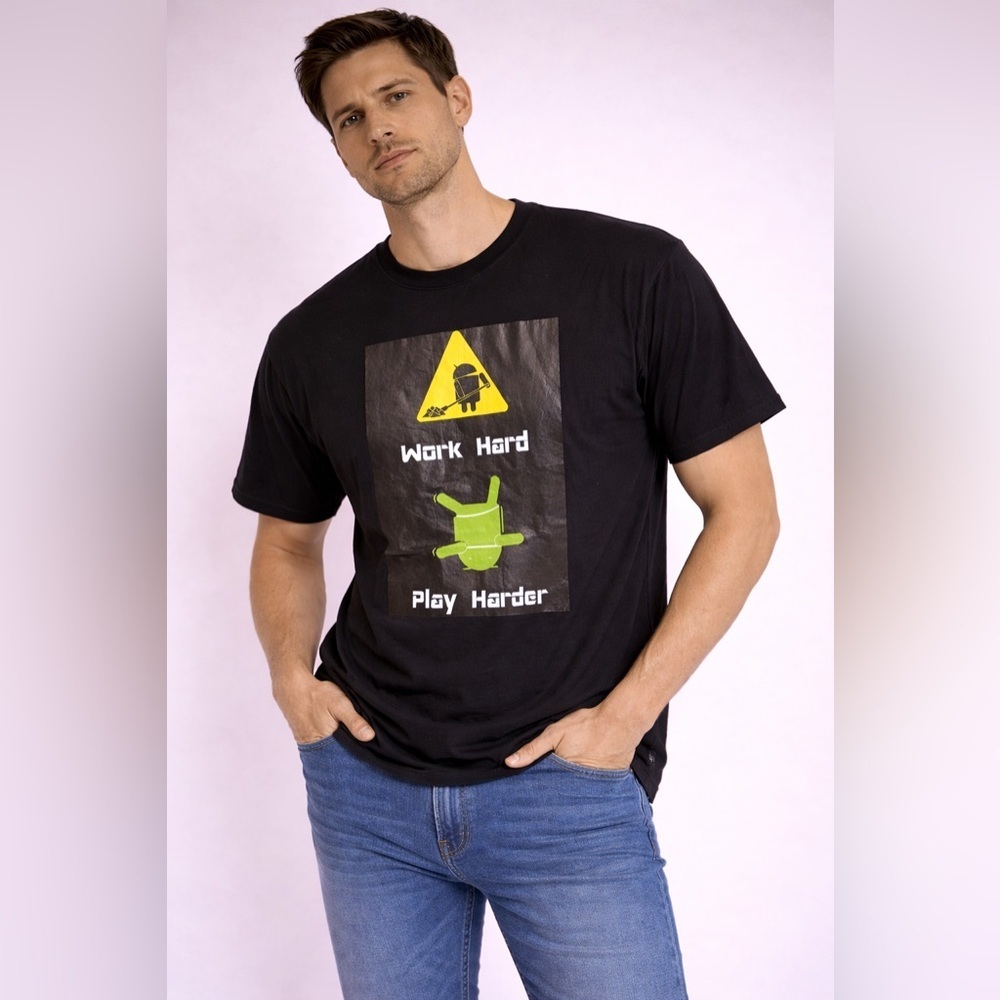 Black “Work Hard Play Harder” Graphic T-Shirt